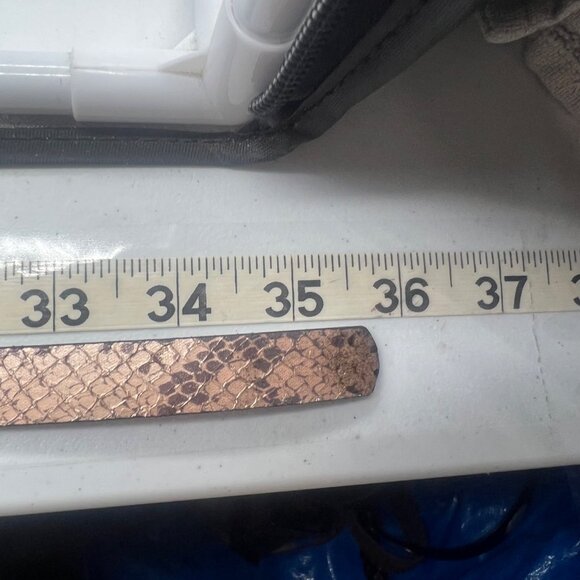 RW & Co. Snakeskin Pattern Bonded Leather Belt Silver Oval Buckle Brown NEW NWT - Picture 6 of 7